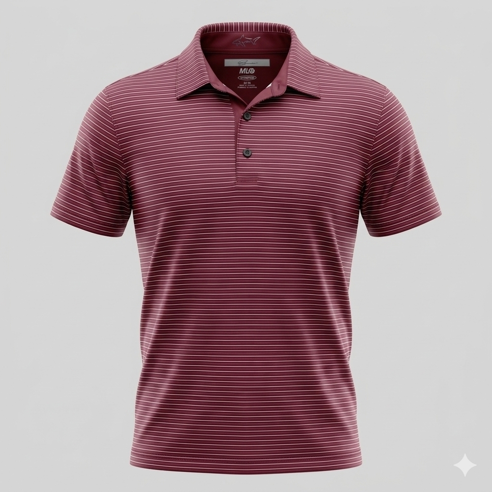 PlayDry Burgundy Wine Red Maroon Striped Polo Shirt - Size M Greg Norman ML75